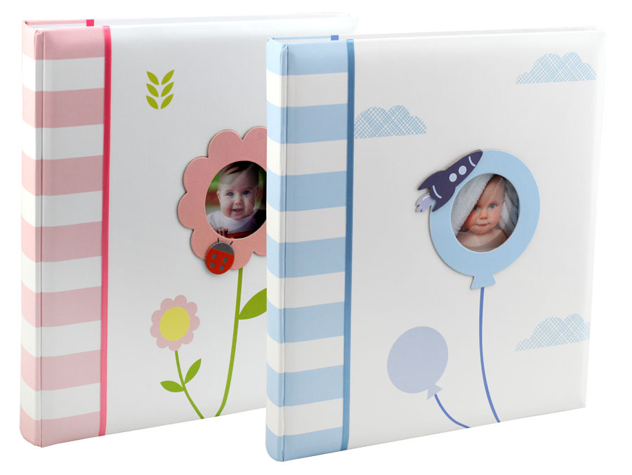 Baby Sling Fotoalbum in Blau 29x32 cm 60 weiße Seiten Buchalbum Kinder Album 